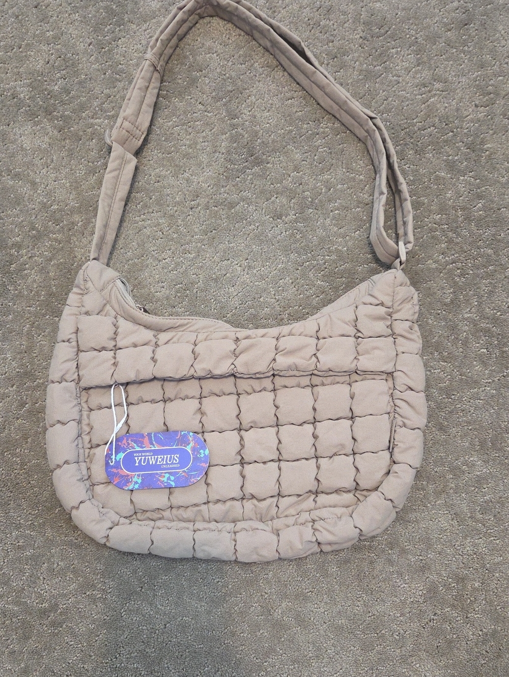 Amazon Quilted Taupe Shoulder/crossbody Bag.NWT